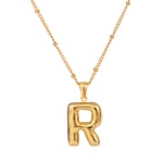 Colore oro / Collana con ciondolo da donna in acciaio inossidabile placcato Colore oro , stile casual semplice, a forma di lettera R, 1 pezzo Immagine18